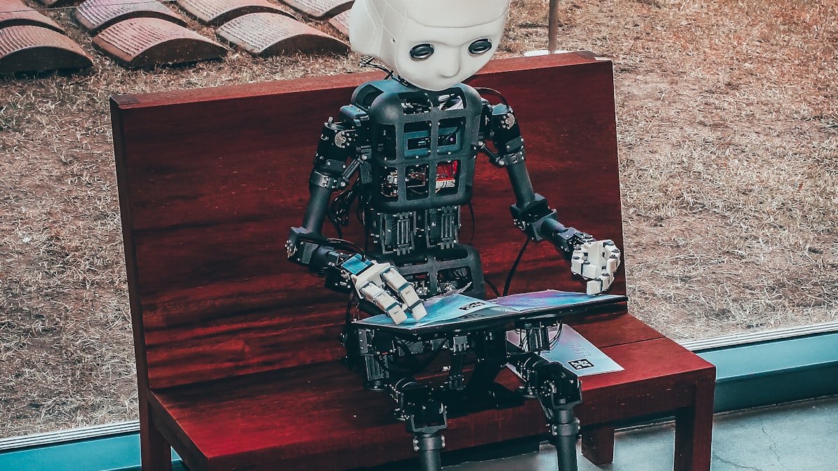 A humanoid robot, symbolizing the thinking machines imagined at the 1956 Dartmouth conference
